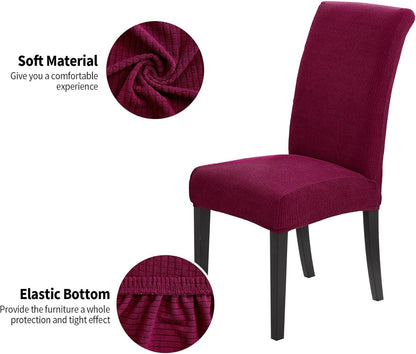 Joccun Chair Covers for Dining Room Set of 6,Dining Chair Slipcovers Stretch Dining Room Chair Covers Seat Protector,Washable Parsons Chair Cover for Home,Banquet(Wine Red,6 Pack)