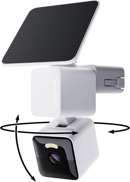 WYZE Solar Cam Pan (Flagship Model), Security Cameras Wireless Outdoor, 2K 360° Pan-Tilt Battery Powered 2.4GHz Wi-Fi Cameras for Home Security, AI Motion Detection, Color Night Vision, No Blind Spots