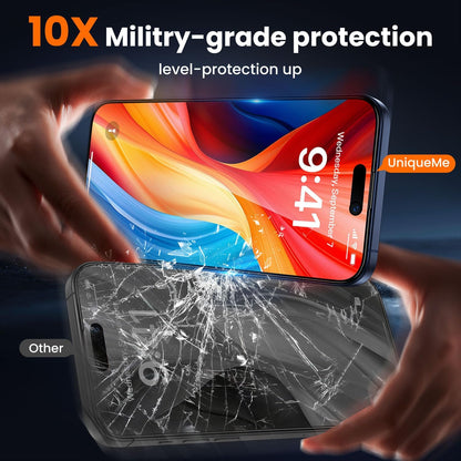 UniqueMe for iPhone 15 Pro Max Privacy Screen Protector - [Military Grade Shatterproof & 9H+ Hardness] Privacy Screen 15 Pro Max Tempered Glass Full Coverage,Easy to install, 2 Packs