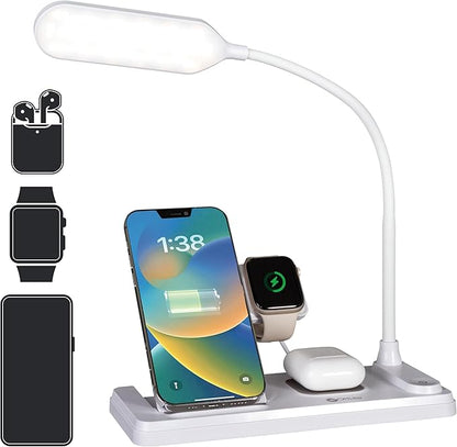 Ottlite LED Desk Lamp with Multi-Device Charging Station, White