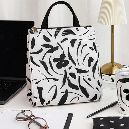 kate spade new york Portable Soft Cooler Lunch Bag, Thermal Tote with Insulated Interior Lining and Storage Pocket, Lunch Tote for Women, Painters Garden