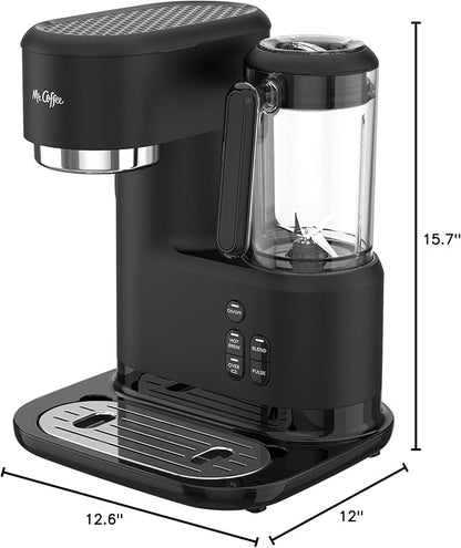 Mr. Coffee 3-in-1 Single-Serve Iced and Hot Coffee/Tea Maker with Blender with Reusable Filter, Scoop, Recipe Book, 2 Tumblers, Lids and Straws, Black
