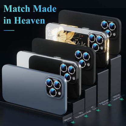 YWXTW Designed for iPhone 16 Pro/iPhone 16 Pro Max Camera Lens Protector Bling, [New Glitter Design] Individual Metal Tempered Glass Camera Cover Accessories Case Friendly (Black Titanium)