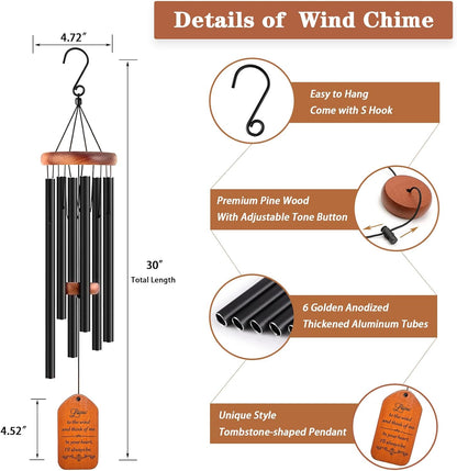 Sympathy Gift Baskets, 30" Wooden Memorial Wind Chimes for Loss of Loved One, Memorial/Bereavement/Condolence/Funeral Gifts, in Memory of a Loved One Mother Father