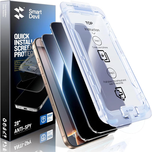 SMARTDEVIL 2PACK Privacy Screen Protector for iPhone 16 Pro Shatterproof Tempered Glass [True 28°Anti Spy] [9H Hardness] [Auto Dust-Elimination Install] [Bubble Free]