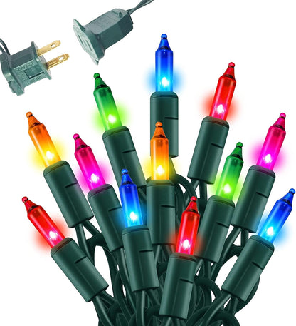 Dazzle Bright Multi-Colored Christmas Mini String Lights, 20FT 100 Count Incandescent Waterproof Fairy Lights Plug in, Connectable Christmas Decorations for Indoor Outdoor Home Party Garden Yard