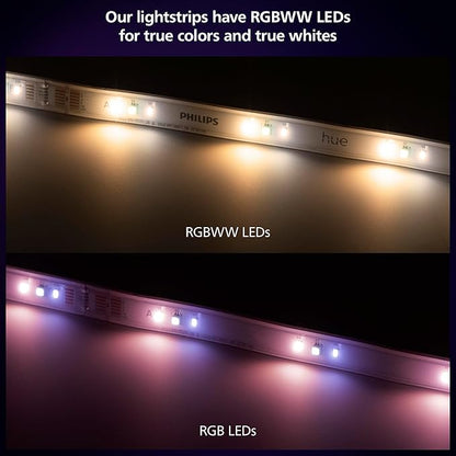 Philips Hue Indoor 16 Ft Smart LED Solo lightstrip Base Kit - Control with Hue App - Compatible with Alexa, Google Assistant and Apple HomeKit| (Pack of 4)
