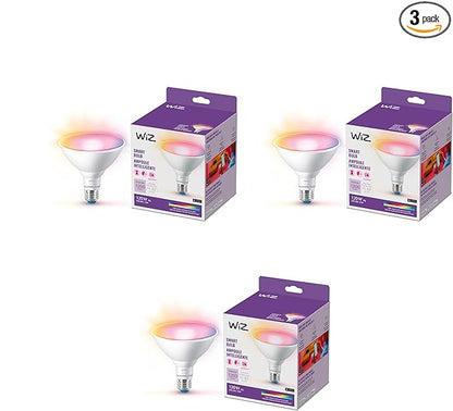 WiZ Connected 120W PAR38 LED Smart Light Bulbs - 3 Pack - Connects to Your Wi-Fi - E26 Smart Bulb - Control with Voice or App + Activate with Motion - Matter Compatible