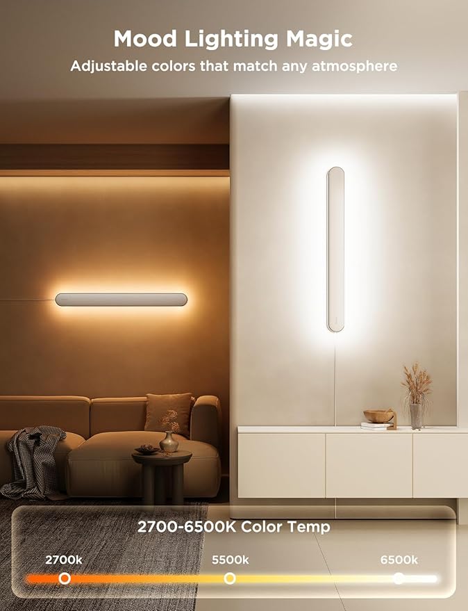 Govee Wall Sconce, Smart RGBIC Wall Lights, Works with Matter & Alexa, Music Sync, Wall Mount Light Plug in, Color Changing, Modern Room Light for Living Room Bedroom Gaming Room Hallway, 1 Pack