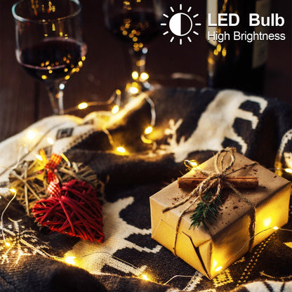 Christmas Decorations Warm White Fairy String Lights, Battery Operated with Timer, 2 Pack Total 33FT 100 Led Mini Battery Powered Twinkle Mason Jar Waterproof Firefly Lights DIY Party