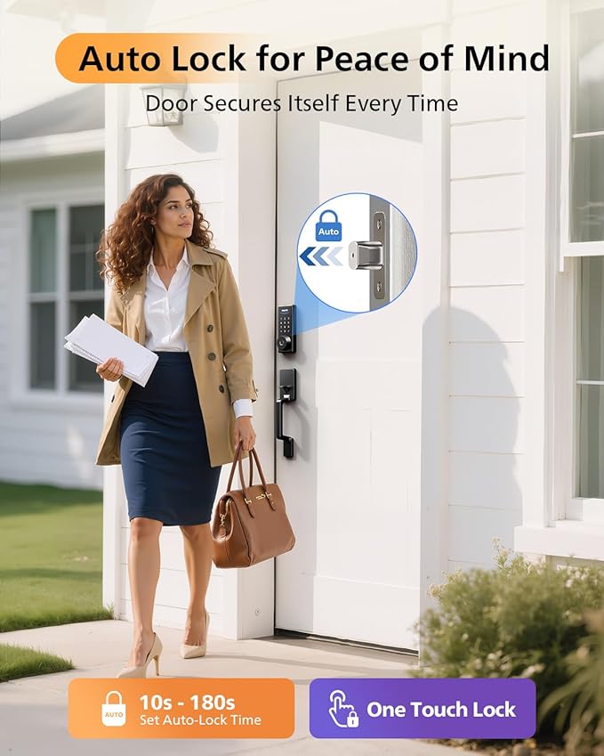 Philips WiFi Smart Lock with Front Door Handle Set, Built-in WiFi, APP Remote & Voice Control, Fingerprint Keyless Entry Door Lock, Keypad Deadbolt Smart Locks for Front Door, Auto-Lock, Matte Black