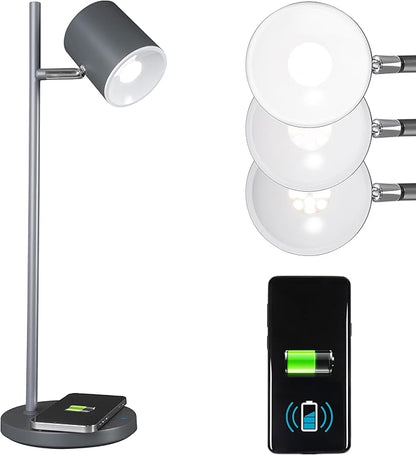 OttLite LED Desk Lamp with Wireless Charger, Good Housekeeping, Modern Book Light, Reading Light, Adjustable, Dimmable, Designed to Reduce Eyestrain, Great Desk Lamps for Home Office