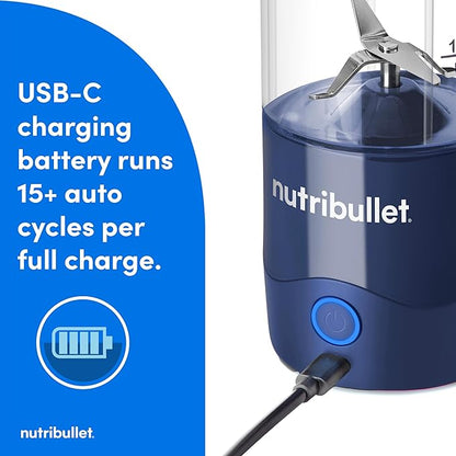 nutribullet Portable Blender, Cordless, 20oz Vessel, Personal Blender, USB-C Rechargeable, Navy Blue, NBPB50100NB
