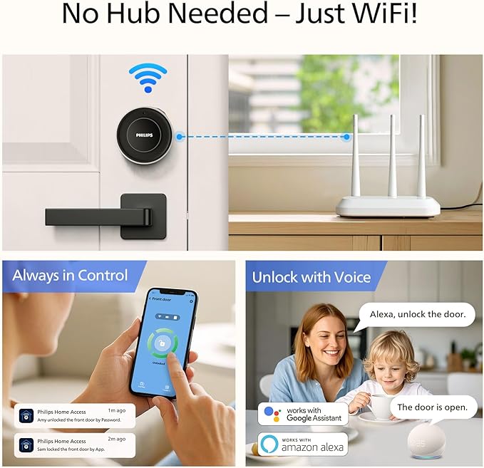 Philips Retrofit Smart Lock 230X, Smart Lock for Existing Deadbolt Built-in WiFi App Remote Control, Upgrade Your Door Lock Keyless Entry for Front Door, Auto Lock, Support Alexa & Google, Silver