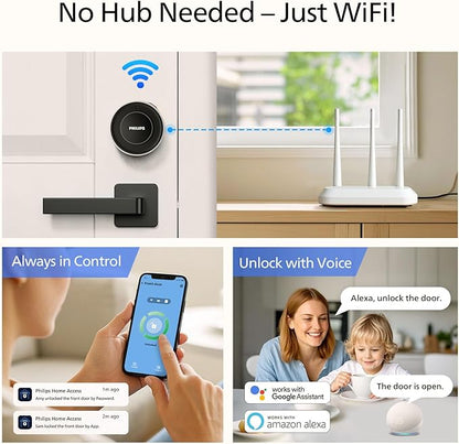 Philips Retrofit Smart Lock 230X, Smart Lock for Existing Deadbolt Built-in WiFi App Remote Control, Upgrade Your Door Lock Keyless Entry for Front Door, Auto Lock, Support Alexa & Google, Silver