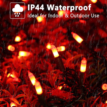 ODEETRONIC Orange Halloween Lights, 21.63ft 100 Count Orange Incandescent Lights Connectable, Plugin Outdoor Tree Light, Mini Indoor String Light for Room Party Haunted House Decor, Brown Wire
