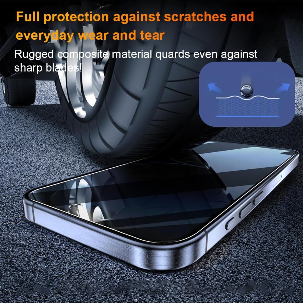 OneFish Privacy Screen Protector for IPhone 15 Anti-Spy Tempered Glass Dust-Free Bubble-Free Anti-Fingerprint 9H Scratch Protection & Hassle-Free Installation Frame [2-Pack]