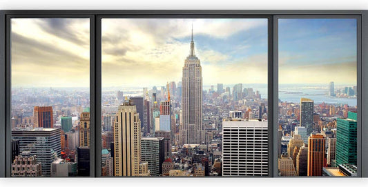 artgeist Wall Mural Peel and Stick New York 212x98 in - XXL Self-Adhesive Corner Wallpaper Removable Large Sticker Foil Angle Wall Decor Print Picture Image Design City NYC Panorama c-A-0046-a-a