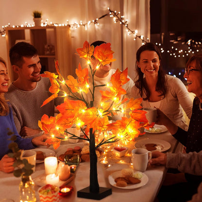4Pcs Fall Lighted Maple Tree Decor 2FT96LED USB&Battery Operated Artificial Autumn Light up Trees Lights for Harvest Thanksgiving Decorations Tree Lights Table Light House Party Indoor Room Home Deco