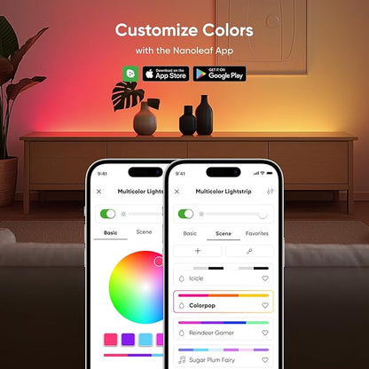 Nanoleaf RGBW Lightstrips with Matter, 16.4ft 50 Color Zones Bluetooth & WiFi Smart LED Strip Lights Work with Apple Home, Google Home, LED Lights for Bedroom, App & Voice Control