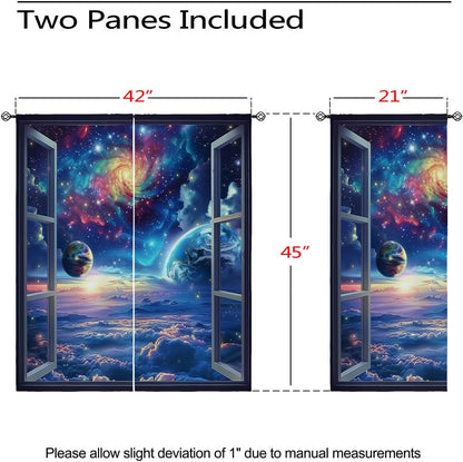 Space Galaxy Blackout Curtains for Girls Boys Kids Home Decor, Universe Nebula Galaxies Solar Planet Grommet Thermal Insulated Drapes Darkening Window Curtain for Bedroom Living Room, 42 x 45 Inch
