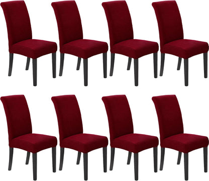 Howhic Stretch Chair Covers for Dining Room Set of 8, Removable Washable Dining Room Chair Covers, Dining Chair Slipcovers Seat Protector, Great Decor for Home and Banquet (Red Dahlia, 8 Pack)