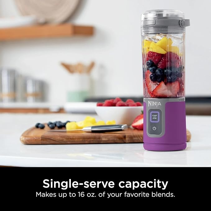Ninja Blast 16 oz. Personal Portable Blender with Leak Proof Lid and Easy Sip Spout, Perfect for Smoothies, Cordless, USB-C Rechargeable, Dishwasher Safe Parts (Renewed) (Passion Fruit Purple)