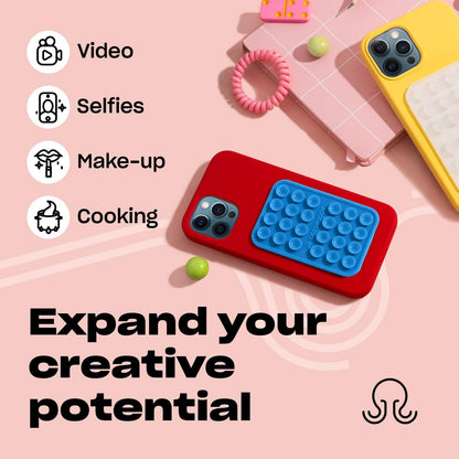 Classic - Silicone Suction Phone Case Adhesive Mount - Hands-Free, Strong Grip Holder for Selfies & Videos - iPhone & Android Compatible - 2.25″ x 3.25″, Blue Ashes