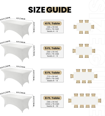 Utopia Kitchen 4FT Spandex Tablecloth [2 Pack, White] 200 GSM Stretch, Fitted, Washable and Wrinkle Resistant Table Cloth Rectangle Cover for Trade Shows, Wedding, Parties [48Lx30Wx30H Inch]