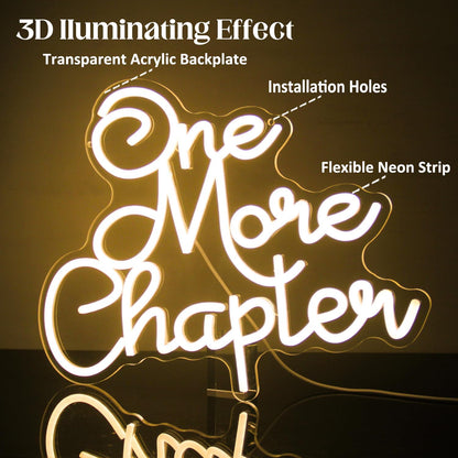 One More Chapter Neon Sign Read Books Neon Light Warm White Letter LED Signs for Wall Read Neon Lights Signs for Bedroom Study Reading Room Library Bookstore Classroom Decor Bookish Gifts
