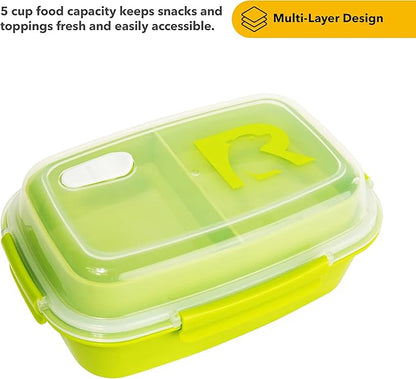 RTIC 5 Compartment Lunch Containers, Hot Food Container with Lid for Adults, Microwave Safe Divided Snack Lunch Box for Work or Travel, Reusable, BPA Free with Vent Space
