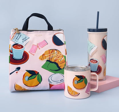 kate spade new york Portable Soft Cooler Lunch Bag, Thermal Tote with Insulated Interior Lining and Storage Pocket, Lunch Tote for Women, Rise and Shine