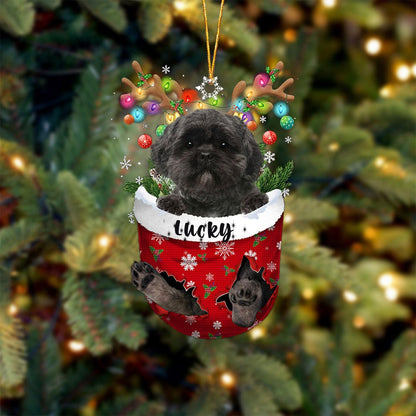 Lhasa Apso Dog Christmas Ornament, Lhasa Apso in Snow Pocket Christmas Tree Ornament, Dog Lovers Gift Idea Xmas Decor, Christmas Decorations for Tree, Christmas Ornament Gift for Dog Lovers