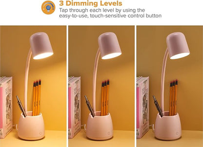 Bostitch Office LED2105-PNK Dimmable Lamp with Storage Cup, Three Brightness Levels, Touch Sensitive Dimmer, Energy-Efficient, Pink
