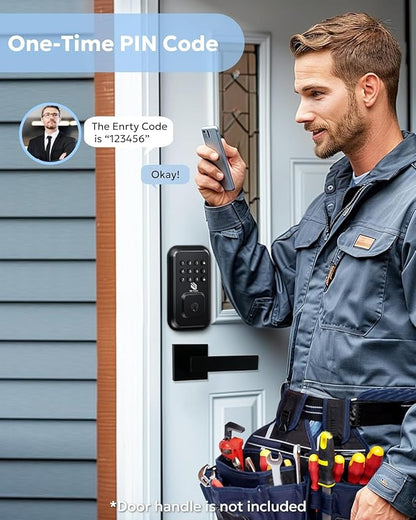 BE-TECH Keyless Entry Door Lock with Keypad - Smart Digital Deadbolt for Front Door with 2 Keys, Electronic Door Lock with Anti-Peeping Code, Auto-Locking, One-time Password for Customer, Black