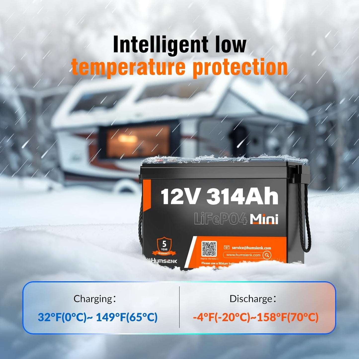 12V 300Ah (314Ah) LiFePO4 Lithium Mini Battery, Max. 4019Wh Energy, 15000+ Deep Cycles, 100A BMS Lithium Iron Phosphate Rechargeable Battery Great for RV, Marine and Off Grid Applications