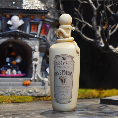 Cynkeyee Halloween Decorations Posion Bottles - Resin Snake Spooky Home Decor Halloweens Witch Potion Bottles Scary Halloween Party Decorations Indoor 3.5x3.5x10.5 Inch