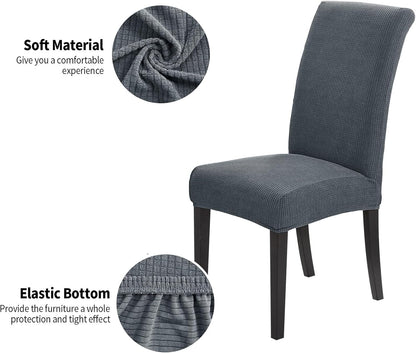 Joccun Chair Covers for Dining Room Set of 6, Dining Chair Slipcovers Stretch Dining Room Chair Covers Seat Protector,Washable Parsons Chair Cover for Home,Hotel,Banquet(Gray,6 Pack)