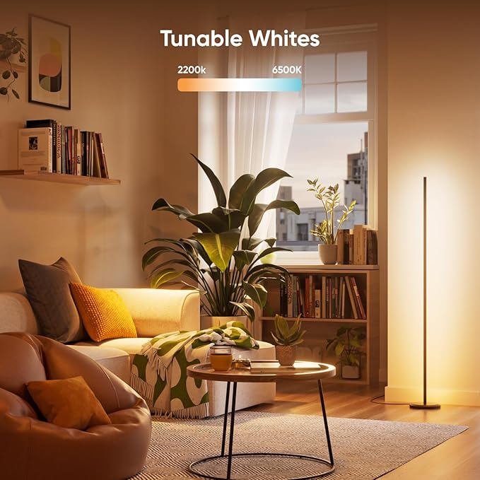 Nanoleaf Matter Smart Floor Lamp, LED Standing Lamps Work with Alexa, Music Sync Corner Lamp,16 Million Colors, 1700lm RGBTW Floor Lamp with Voice Control for Living Room, Ambient Lighting, Black