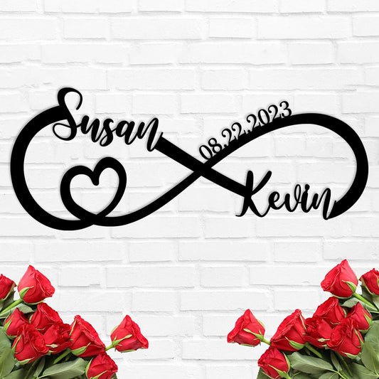 Wedding Gifts for Couples 2025 | Personalized Wedding Gifts | Couples Gift for Her | Anniversary Wedding Date Sign | Engagement Gift | Wall Decor | Bridal Shower Gift | Infinity Metal Sign