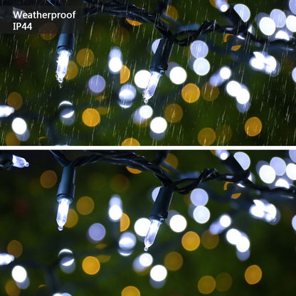 Brizled Christmas Lights, 33ft 100 LED End to End Connectable Mini Christmas String Lights, 120V UL Certified Cool White Xmas Tree Light Indoor Outdoor Mini Light Set for Xmas Tree Party Wedding Decor