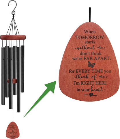 Memgift Memorial Wind Chimes for Outside – Sympathy Gift for Loss of Loved One, Outdoor Keepsake in Memory of Dad or Mom