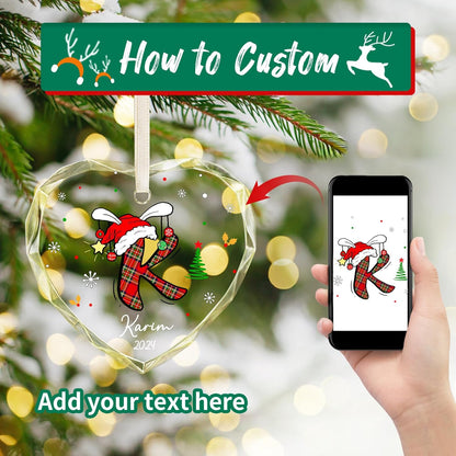 Personalized Christmas Ornaments with Initial Name, Acrylic Custom Monogram Initial A-Z Christmas Ornament 2025 for Kids Family Friends, Customized Letter Name Ornaments for Christmas Tree Decorations