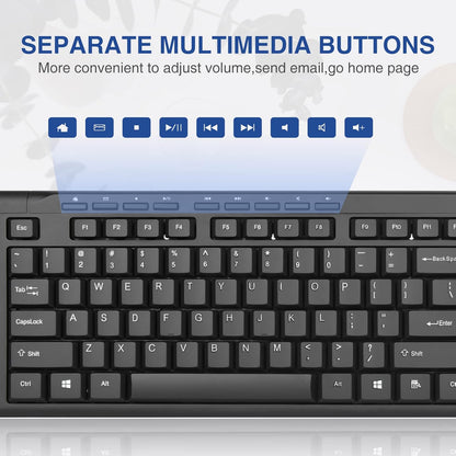 Rii RK907 Ultra-Slim Compact USB Wired Keyboard for Mac and PC,Windows 10/8 / 7 / Vista/XP (Black) (10PCS)