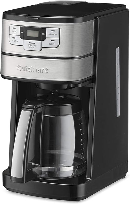 Cuisinart Automatic Grind & Brew 12-Cup Coffee Maker with Blade Grinder, Programmable Coffee Machine Glass Carafe with 1-4 Cup Setting, Brew Pause, Grind-Off Option, DGB-400NAS, Black/Stainless Steel