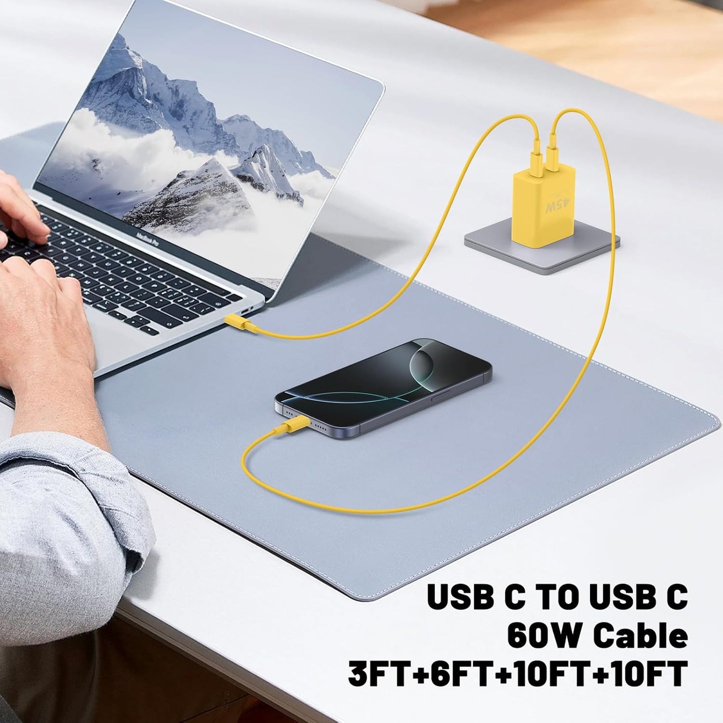 Super Fast Samsung Charger Type C,45W Dual Port USB C Fast Charger Block [2-Pack] & Extra Long 60W 3/6/6/10FT USB C Cable - PD Quick Charging 3.0 for Samsung Galaxy S25 Ultra/S24+/S23 iPhone 16