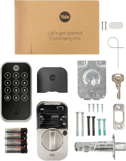 Yale Assure Lock 2 Touch Deadbolt, Satin Nickel Keyed Smart Entry Door Lock with Bluetooth Connected Touchscreen Keypad and Fingerprint Scanner for Code Entry (No Wi-Fi), YRD420-F-BLE-619