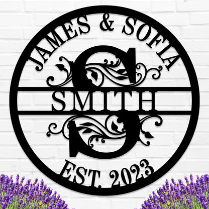 Custom Name Sign Initial Split Letter Monogram Sign Wedding Housewarming Gift