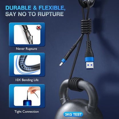 OIITH MFi Certified Short for iPhone Charger Cable 3 Pack 1 Ft, 12 inch for Lightning Charging Cord, Fast 2.4A for iPhone Data Cord Compatible with iPhone12/11/XS/Max/XR/X/8/8P/7P/6/iPad - Blue