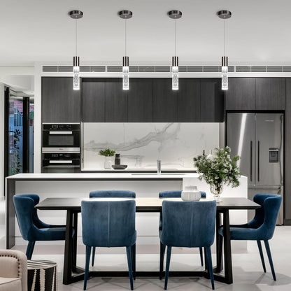 OKELI Modern Pendant Lights, LED Bubble Crystal Kitchen Island Lights Fixtures, Black Mini Single Pendant Lighting for Kitchen Island Bar,6W,6000K, ETL,3Pack